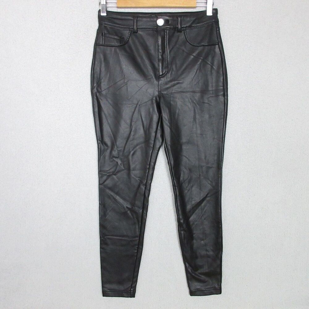 INC International Concepts Pants Womens‎ 6P Faux Leather Skinny Black Stretch